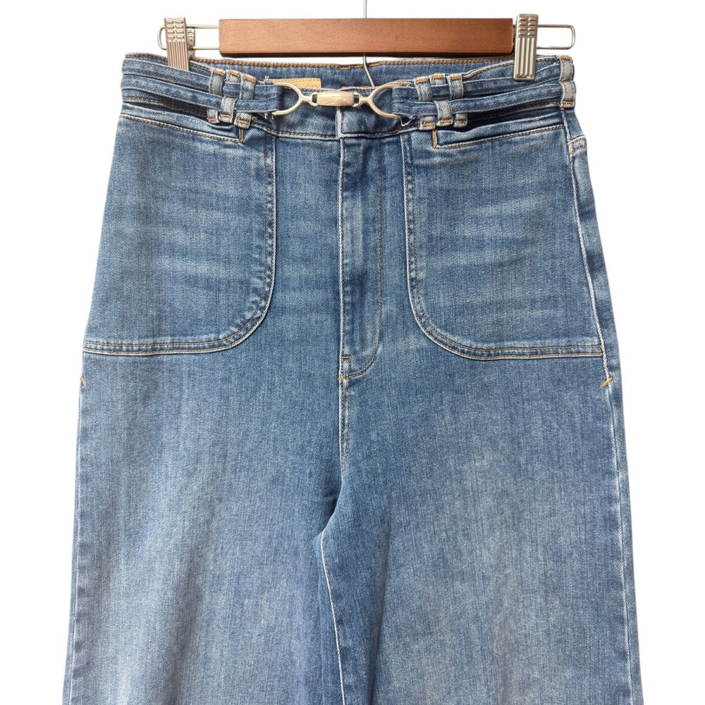 Pilcro Wide-Leg Flare Jeans in Blue - Picture 6 of 9